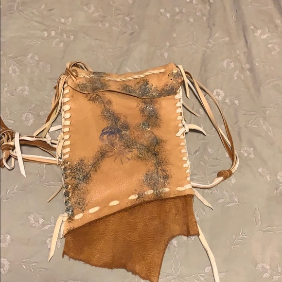 Handmade hand painted soft leather purse - Picture 4 of 8